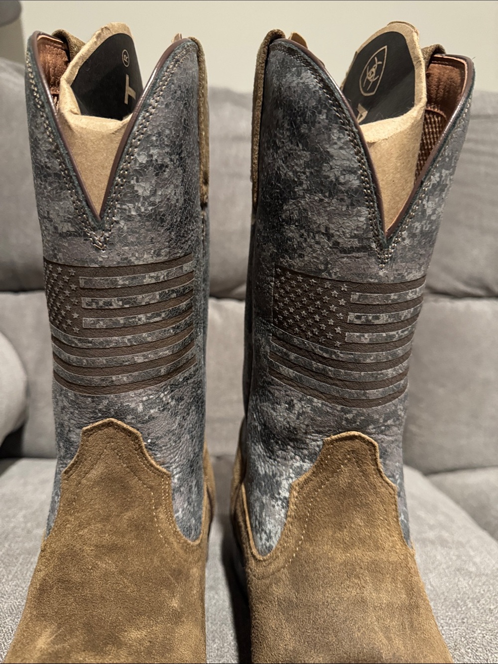 Ariat Brown Suede & Gray Camo Men’s Western Boots - Picture 8 of 8